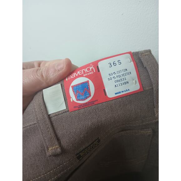 Vintage Maverick Brown Demin Jeans Flare Leg Men's Size 36 S Cotton NWT 70s 80s - Picture 5 of 6